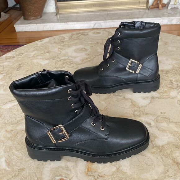 Kelly & Katie Vegan Leather Chunky Motorcycle Buckle Boots - Picture 4 of 16